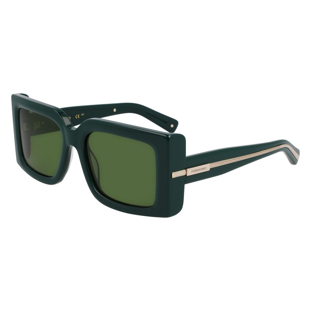 New FERRAGAMO SF-2032S 302 Dark Green Sunglasses with Green Lenses 55/19/140
